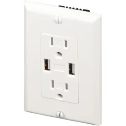 Maintenance Warehouse® 15a Duplex Standard Outlet W/ 2 Usb Ports (White)