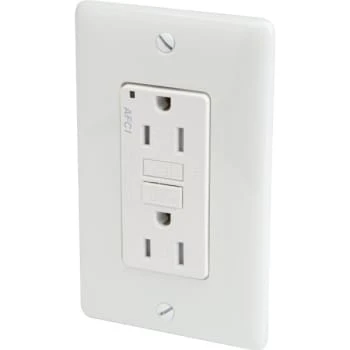 Hubbell 15 Amp 125 Volt Duplex Arc Fault Circuit Interrupter Receptacle (White) 1 Hubbell 15 Amp 125 Volt Duplex Arc Fault Circuit Interrupter Receptacle (White)