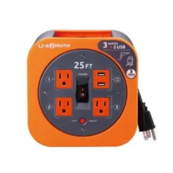 Link2home Durable 25 Ft Extension Cord Reel Orange W/ 3-Power Outlet And 2-Usb Port -Generic Luxor Shop 136732 w DetailedProductView4 Lg