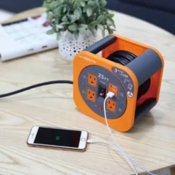 Link2home Durable 25 Ft Extension Cord Reel Orange W/ 3-Power Outlet And 2-Usb Port -Generic Luxor Shop 136732 w DetailedProductView9 Lg