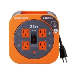 Link2home Durable 25 Ft Extension Cord Reel W/ 4-Power Outlet And 16 Awg Sjt Cable -Generic Luxor Shop 136736 w DetailedProductView4 Lg