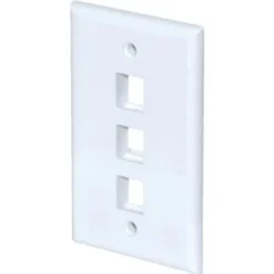 Adamax Quickport 3-Port Wall Plate, White, Package Of 5