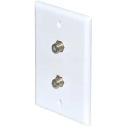 Adamax Dual Cable Wall Plate, White, Package Of 5