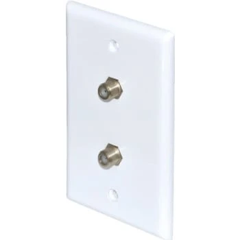 Adamax Dual Cable Wall Plate, White, Package Of 5 1 Adamax Dual Cable Wall Plate, White, Package Of 5