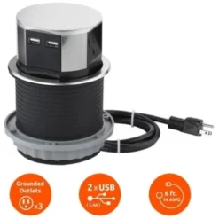 Link2home Space Saver Pop Up Outlet With Usb, 3 Power Outlets 15a, 2 Usb Ports -Generic Luxor Shop 212975 DetailedProductView2 Lg