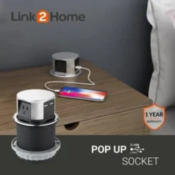Link2home Space Saver Pop Up Outlet With Usb, 3 Power Outlets 15a, 2 Usb Ports -Generic Luxor Shop 212975 DetailedProductView3 Lg