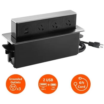 Link2home Space Saver Pop Up With Type-C Usb, 3 Power Outlets 15a, 2 Usb Ports 5 Link2home Space Saver Pop Up With Type-C Usb, 3 Power Outlets 15a, 2 Usb Ports - Image 5