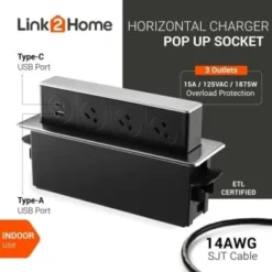 Link2home Space Saver Pop Up With Type-C Usb, 3 Power Outlets 15a, 2 Usb Ports 20 Link2home Space Saver Pop Up With Type-C Usb, 3 Power Outlets 15a, 2 Usb Ports -Generic Luxor Shop 212979 DetailedProductView6 Lg
