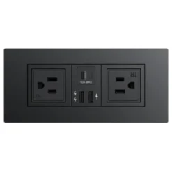 Teleadapt Powerhub E With 2 Tamper Resistant Us Outlets, Black