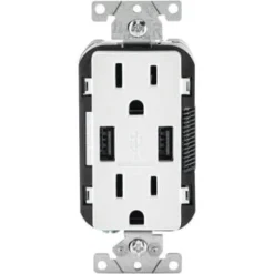 Leviton 15 Amp Decora Tamper Resistant Duplex Outlet & Usb Charger Package Of 3