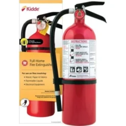 Kidde Full Home Fire Extinguisher With Hose, Easy Mount Bracket & Strap, 3-A 40-B C, Dry Chemical, One-Time Use (4-Case)