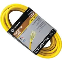 Southwire 25 Ft 12/3 Sjtw Outdoor Heavy-Duty Extension Cord W/power Light Plug