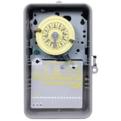 Intermatic T100 24-Hour Indoor/outdoor Mechanical Timer Switch Dpst, Gray/metal