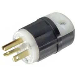 Leviton 20-Amp 125-Volt Hospital Grade Straight Blade Plug, Black/white