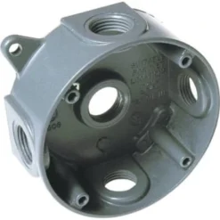 Bell N3r Aluminum Gray Round Wthrproof Outdoor Elec Box 5 Outlet W/ 4 Plugs