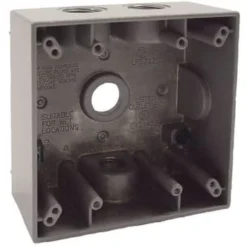 Bell N3r Aluminum Gy 2-Gang Weatherproof Electrical Box, 1/2"four Outlets, Plugs