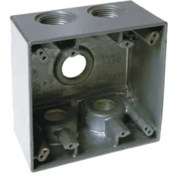 Bell N3r Aluminum Gy 2-Gang Weatherproof Electrical Box, 3/4"five Outlets, Plugs