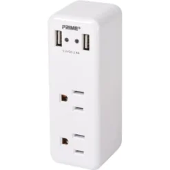 Prime Wire & Cable® Pbusb242 Wall Tap Adapter, 2 Outlets With 2 Usb Ports
