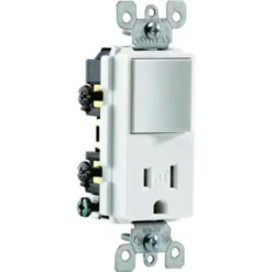 Leviton White Decora 1-Pole Res Grd Tmpr-Rsist Receptacle/switch, 120v 15a