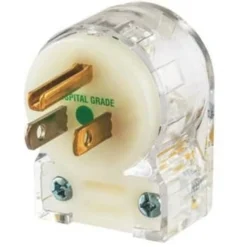 Hubbell Wiring 15 Amp 125-Volt 5-15p Hubbell Angled Plug Hospital Grade "clear