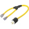 Prime Wire & Cable® Stow 3 Ft 20 Amp 10/4 And 10/3-Gauge Outdoor Power Extension Cord (Yellow)