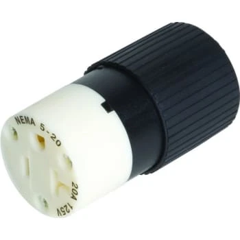 Hubbell® Pro 20 Amp 125 Vac Straight Blade Female Connector W/ 2 Pole And 3 Wire (Black/white) 1 Hubbell® Pro 20 Amp 125 Vac Straight Blade Female Connector W/ 2 Pole And 3 Wire (Black/white)