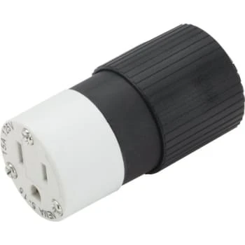 Hubbell® Pro 15 Amp 125 Vac Straight Blade Female Connector W/ 2 Pole And 3 Wire (Black/white) 1 Hubbell® Pro 15 Amp 125 Vac Straight Blade Female Connector W/ 2 Pole And 3 Wire (Black/white)