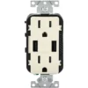 Leviton 15 Amp Usb Charger/tamper Resistant Duplex Receptacle Light Almond