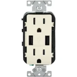 Leviton 15 Amp Usb Charger/tamper Resistant Duplex Receptacle Light Almond
