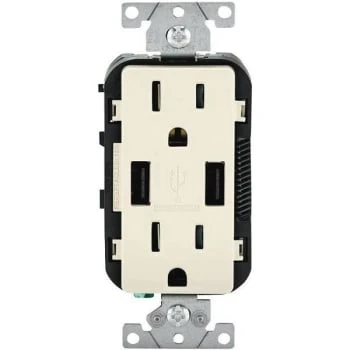 Leviton 15 Amp Usb Charger/tamper Resistant Duplex Receptacle Light Almond 1 Leviton 15 Amp Usb Charger/tamper Resistant Duplex Receptacle Light Almond