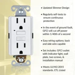 Faith 15a 125v Gfci Dplx Outlt W/ Indicator Lt & Wall Plate, White Package Of 10 -Generic Luxor Shop 323628 DetailedProductView2 Lg