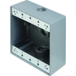 Taymac 2-Gang Weatherproof Outlet Box W/ 3 Outlets (Gray)