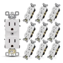 Maintenance Warehouse® 15 Amp Commercial Grade Duplex Standard Outlet (10-Pack) (White) -Generic Luxor Shop 335066 v CompositeImage BUS Lg