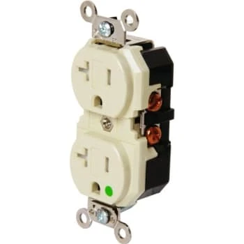 Hubbell-Pro 20 Amp 125 Volt Hospital-Grade 3-Wire Grounding Duplex Standard Outlet (Ivory) 1 Hubbell-Pro 20 Amp 125 Volt Hospital-Grade 3-Wire Grounding Duplex Standard Outlet (Ivory)