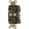 Hubbell® 20 Amp 250 Volt Self-Grounding Duplex Standard Outlet (Brown)
