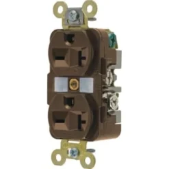 Hubbell® 20 Amp 250 Volt Self-Grounding Duplex Standard Outlet (Brown)
