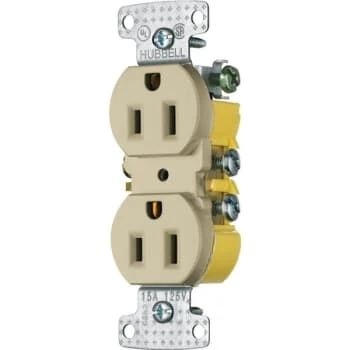 Hubbell® 15 Amp 125 Volt Self-Grounding Residential Straight Blade Duplex Standard Outlet (10-Pack) (Ivory) 1 Hubbell® 15 Amp 125 Volt Self-Grounding Residential Straight Blade Duplex Standard Outlet (10-Pack) (Ivory)