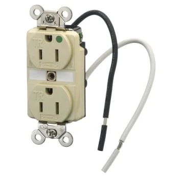 Hubbell® 15 Amp 125 Volt Duplex Straight Blade Standard Outlet (Ivory) 2 Hubbell® 15 Amp 125 Volt Duplex Straight Blade Standard Outlet (Ivory) - Image 2