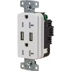 Hubbell® 20 Amp 125 Volt Decorator Duplex Standard Outlet (White)
