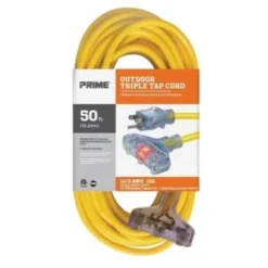 Prime Wire & Cable® Sjtw 50 Ft 15 Amp Outdoor Triple-Tap Power Extension Cord (Yellow) -Generic Luxor Shop 502564 InthePackageView UNI Lg