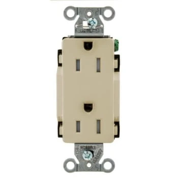 Hubbell® 15 Amp Commercial Straight Blade Duplex Standard Outlet (Ivory) 2 Hubbell® 15 Amp Commercial Straight Blade Duplex Standard Outlet (Ivory) - Image 2