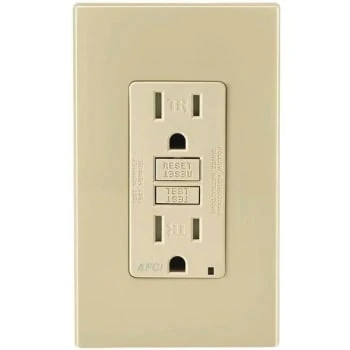 Leviton 15 Amp Tamper Resistant Afci Outlet, Ivory 1 Leviton 15 Amp Tamper Resistant Afci Outlet, Ivory