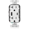 Leviton 20a Tamper Resistant Duplex Outlet W/type A And Type-C Usb Chargers Wht